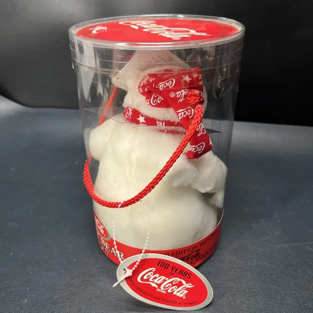 NOS Coca Cola Plush Polar Bear w/ Watch - Celebrating Over 100 Years of Coke